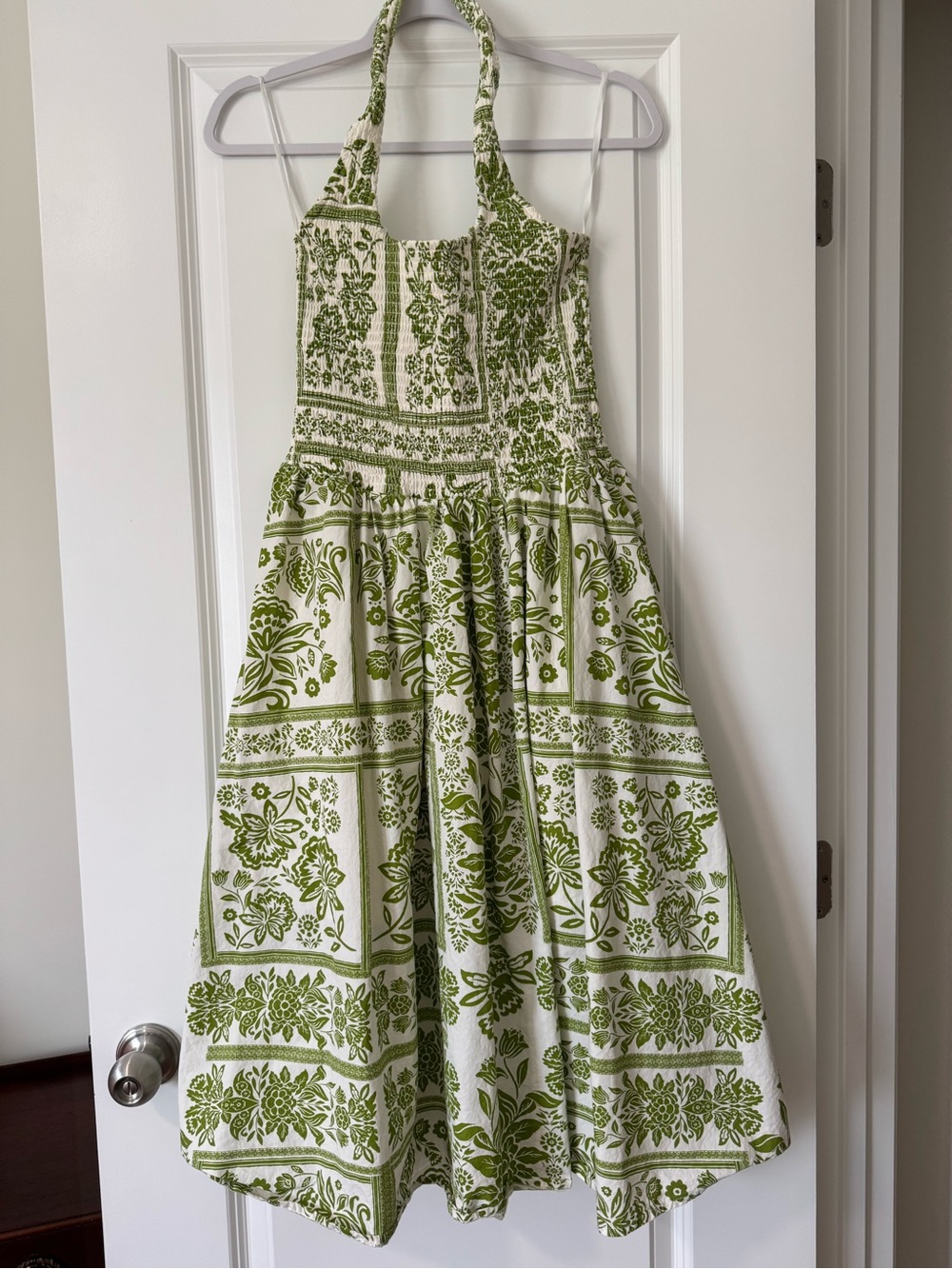 Womans Green Floral Halter Dress